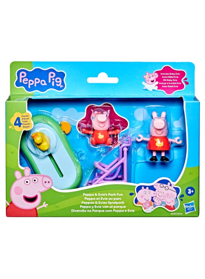 Peppa Pig Peppa & Evie's Park Fun Playset (7.5 cm, 4 Pieces) - Image 1